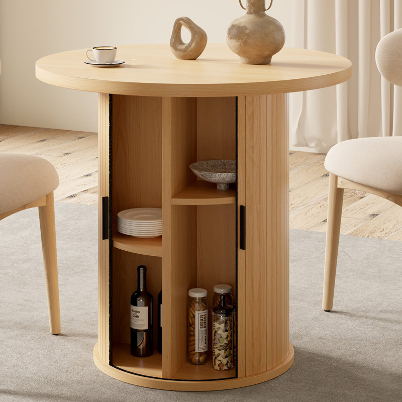 Ensemble de table de salle à manger 31,5 "/ 47" en bois avec tablette de rangement semi-ouverte, comprenant 2 à 4 chaises rembourrées en tissu