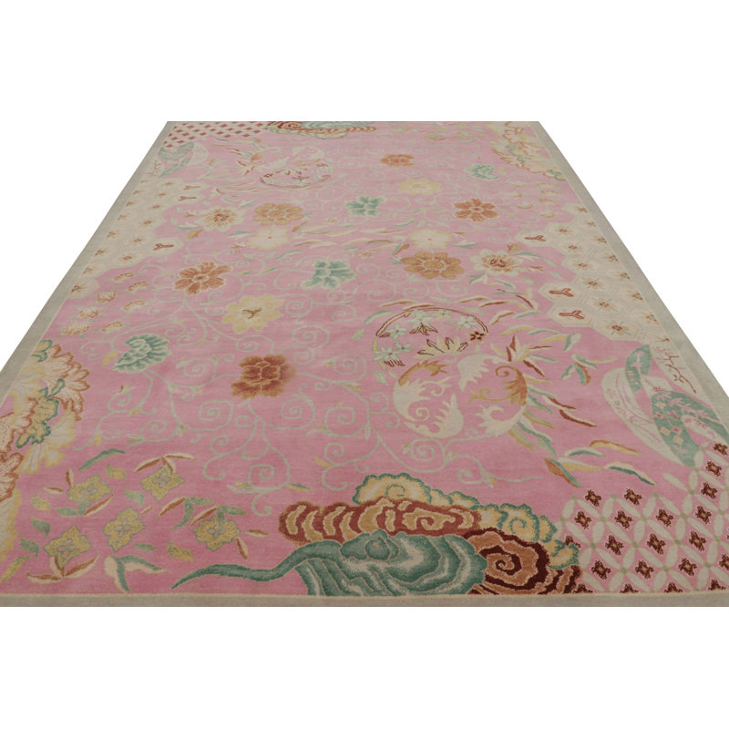 Art Deco Hand Knotted Wool Area Rug, Rectangle 8' x 10'