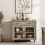 Buffet Corretta avec portes vitrées, meuble de rangement de cuisine, table basse en bois avec rangement, buffet/crédence de style ferme moderne pour salle à manger ou salon, gris délavé, 86 cm (34 pouces).-529980812-522807742