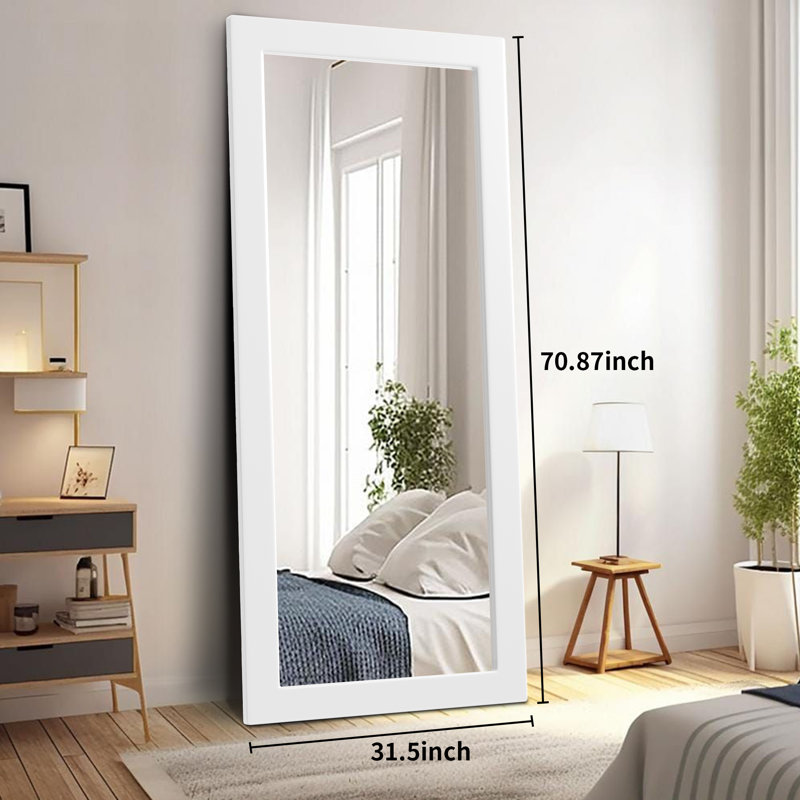 Wood Rectangle Mirror, White, 71" x 32"