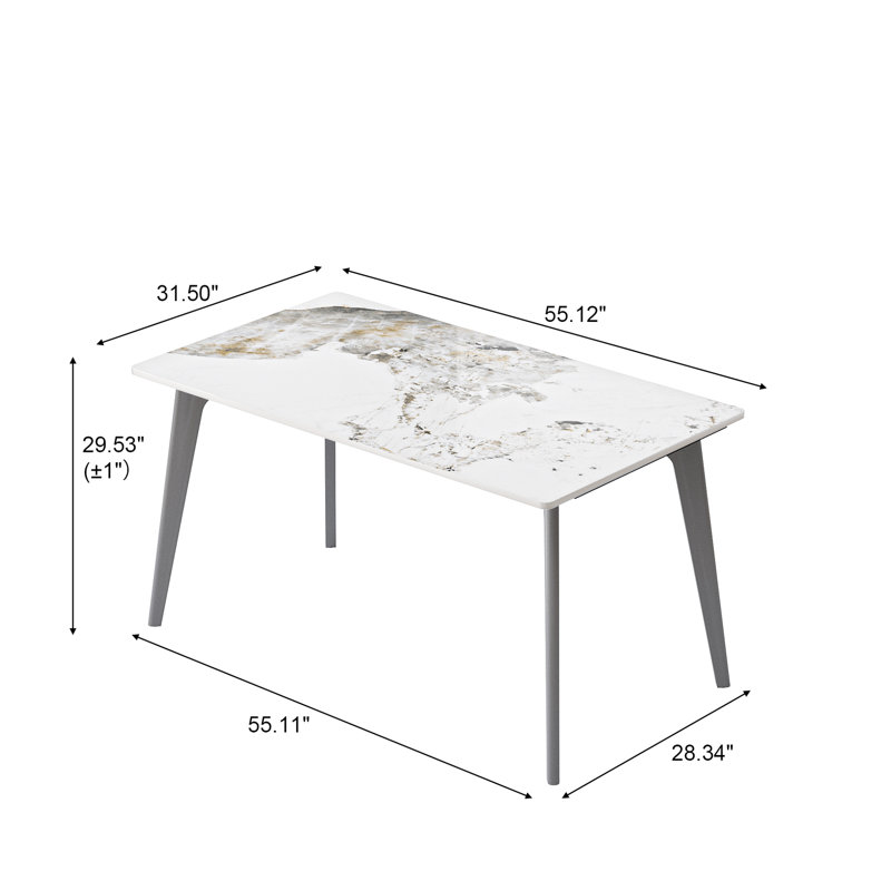 Table de salle à manger Modern, H 29,65 po x L 55,22 po x l 32,4 po, Blanc