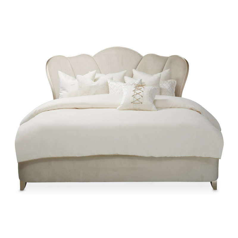 Villa Cherie Velvet Channel Tufted Bed, King