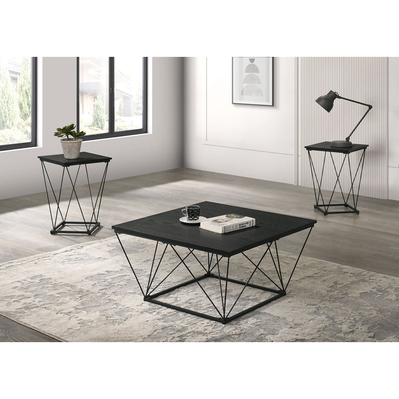 Ensemble de tables 3 pièces de style contemporain 1 table basse 2 tables de bout 2 X