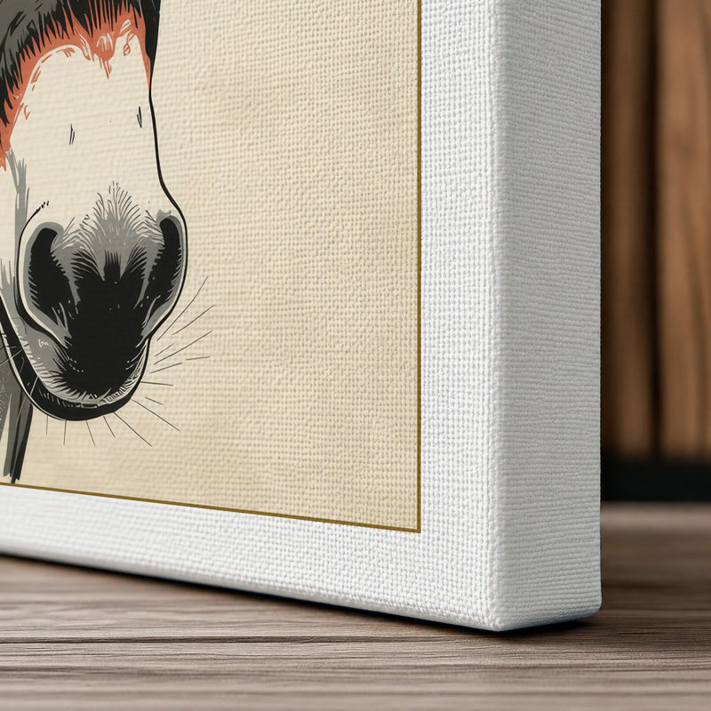 Donkey in Ink Japandi - Wrapped Canvas, 36x24 - 91.4 x 61.0 cm, White Border