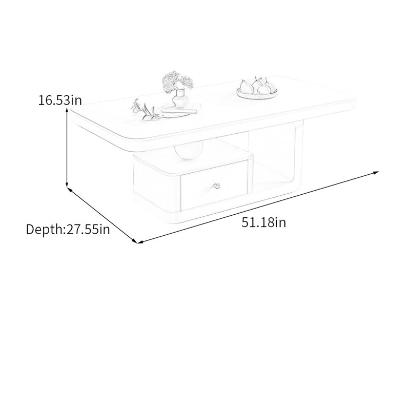 Table basse Luxury Rock Slab, Noir, H 16,53 po x L 51,18 po x l 27,55 po, Blanc/Noir