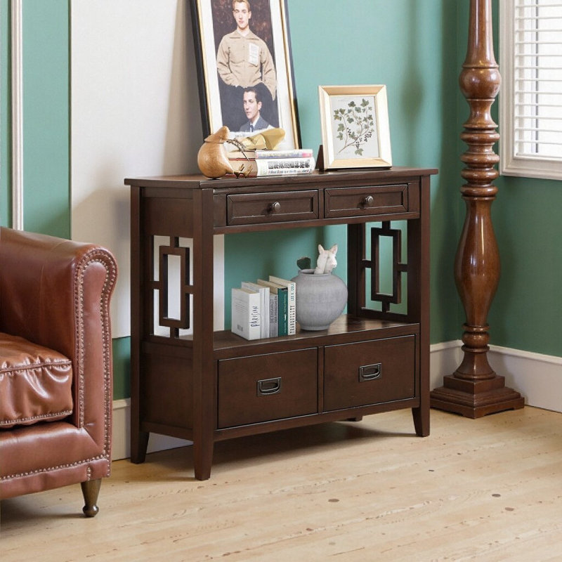 Estevon 36" Solid Pine Console table, Espresso