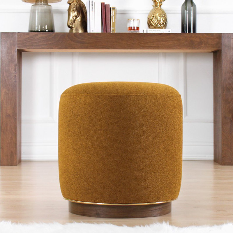 Stylish Olive Green Pouffe with Wooden Legs, 16.9 x 16.5 inches | 100% Cotton Cover, 35 DNS Orthopedic Sponge for Comfort | Modern Glam Design, Perfect for Home, Hotel, and Southwestern Decor