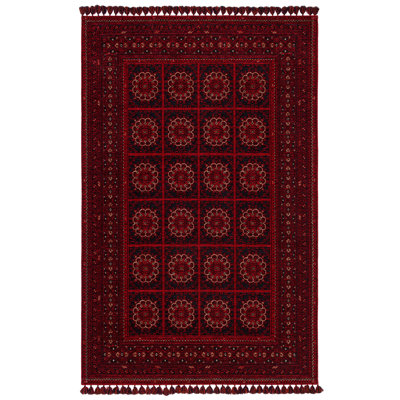 Tapis d'entrée de qualité supérieure, 6,6 x 9,8 pi, rouge riche | Chenille 100% acrylique et polyester, dessous antidérapant, tissage plat, 28 oz / m² | Tissé à la machine, facile à nettoyer, parfait pour le salon et le vestibule
