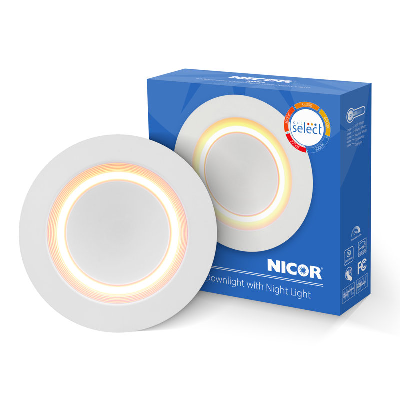 4" White Baffle Selectable LED Downlight With Night Light Feature