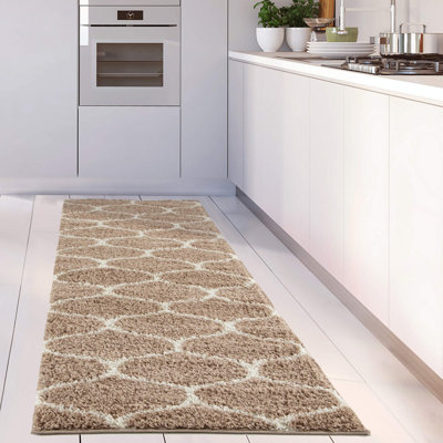 Myshaggy Collection Rugs Trellis Design in Beige