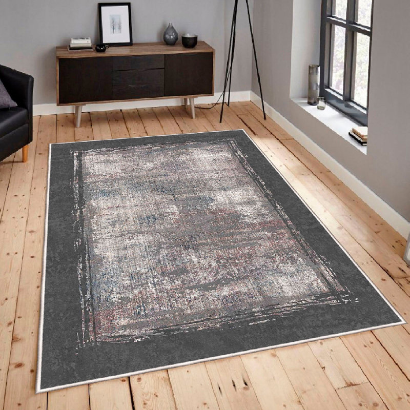 Luxurious Cotton Area Rug, 3.3 x 9.8 ft, Antibacterial, Non-Slip PVC Underside | 100% Cotton, 1200 g/m², 0.3 in Pile Height | Machine Washable, Elegant White, Grey & Mink Design for Modern Living Spaces