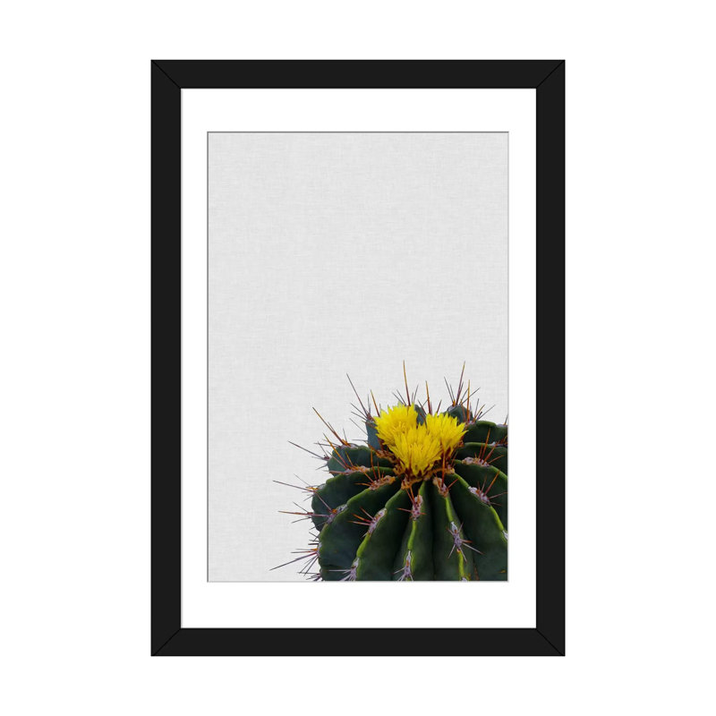 Cactus par Orara Studio - Giclée sur toile tendue avec châssis, H 24 po x l 16 po x P 1 po, Papier d'art encadré noir, Blanc