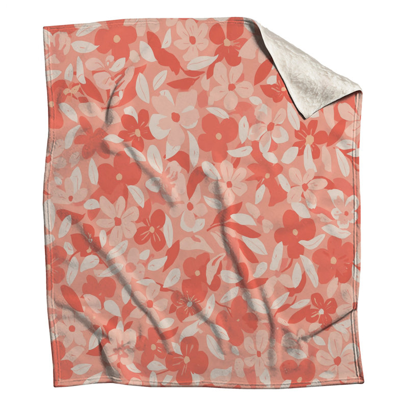 Pink Floral Pattern Blankets, 50in W x 60in H