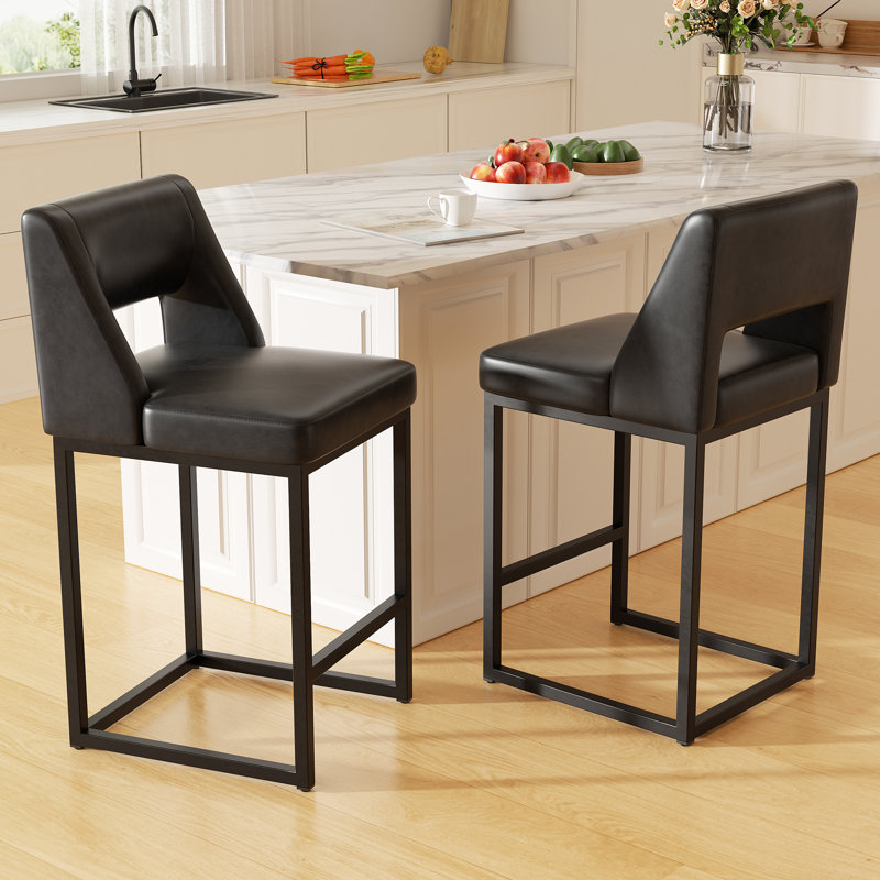 Upholstered Counter Height Bar Stool With Solid Wood Legs, Dark Gray