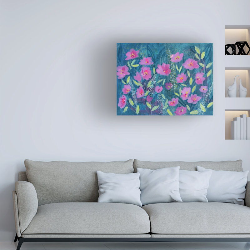 Wrapped Canvas Wall Art - Suzanne Allard 'Cosmos at Dusk' Wall Art for Living Room, Bedroom, or Office Décor  - 18x24
