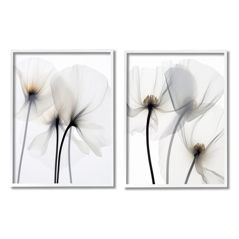 Photographie de fleur blanche encadrée sur bois, 2 pièces, H 30 po x l 48 po x P 1,5 po, Giclée encadrée blanc bord de mer