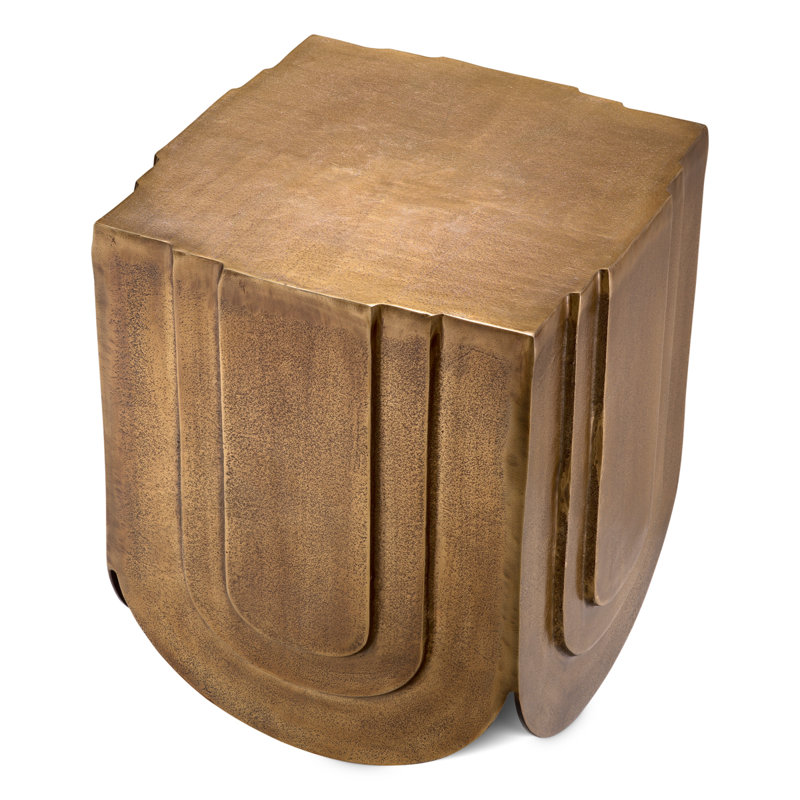 Side Table Gubbio Antique Brass Finish