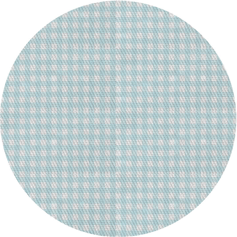Tapis décoratif bleu Vichy Janicki, Rond 8 pi