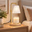 Lampe avec chauffe-bougie givré avec base en bois, minuterie et gradateur, fond de cire à hauteur réglable pour bocaux de bougie parfumée, décoration intérieure et cadeau de pendaison de crémaillère