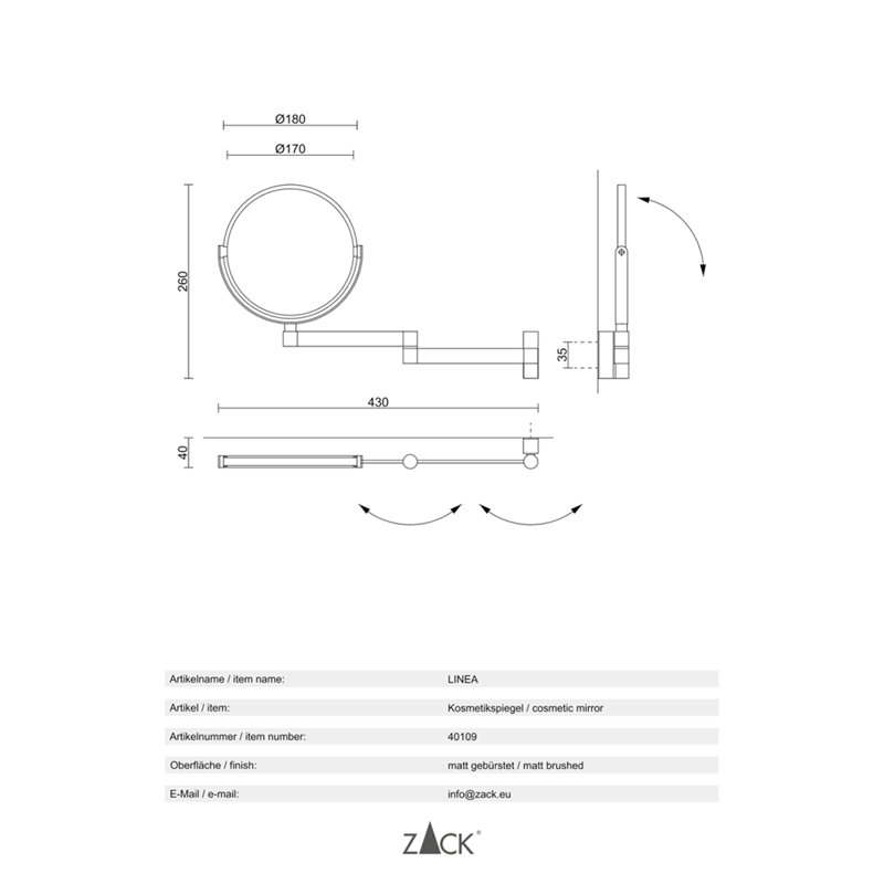 Zack Linea High Gloss Cosmetic Mirror