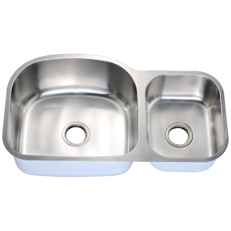 35" L x 20" W Double Basin Undermount Kitchen Sink 304 Stainless Steel 