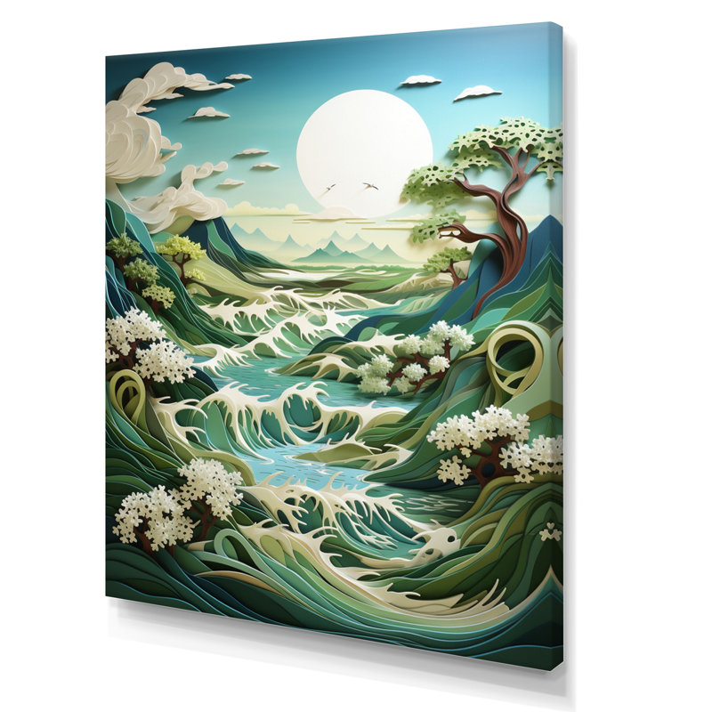 «Coastal Windswept Dunes Papercut», reproduction d'art nautique et de plage, H 44 po x l 34 po, Toile tendue