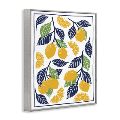 Mediterranean Lemons Pattern Framed Giclee, design by Bex Morley Design