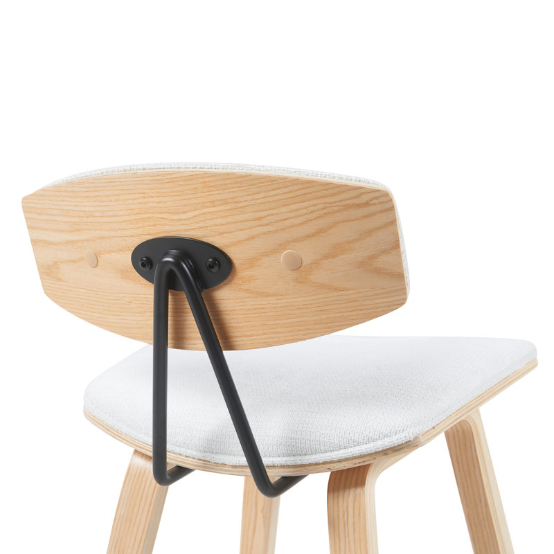 Upholstered Counter Stool, White/Natural