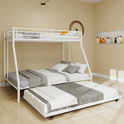 Lit superposé en tube carré moderne de grande taille avec échelle et lit gigogne roulant minimaliste moderne pour la maison et le dortoir
