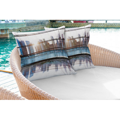 City Futuristic Metropolitan Square Pillow Cover