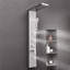 Système de colonne de douche avec pommeau de douche cascade, colonne de douche en acier inoxydable brossé de 53 po, robinet à 5 fonctions, système de massage mural avec 3 jets de corps, douchette, douchette de baignoire