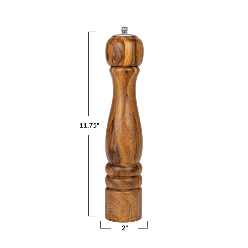 Natural Acacia Wood Salt and Pepper Mill with Metal Grinder