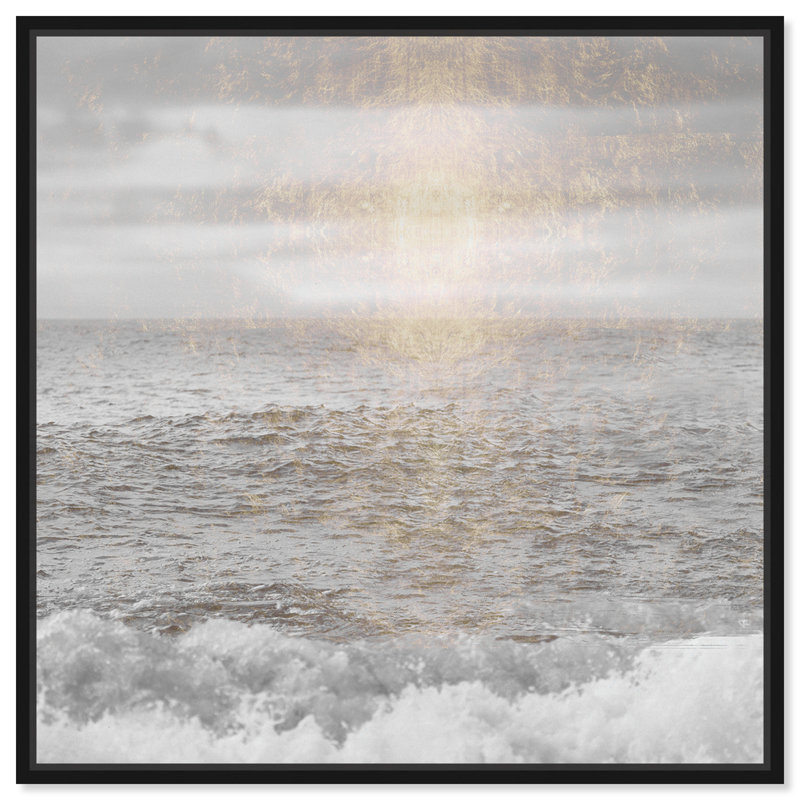 «Water Grey Sea Coastal», impression sur toile, H 20 po x l 20 po, Toile avec cadre noir