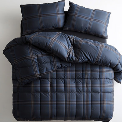 Couette tartan bleu foncé