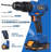 20V Brushless Battery-powered Hammer Drill/Driver Kit - 1/2 in All-Metal Keyless Chuck - 398 in-lb Torque, 22,500 BPM - 2-Speed, 20+1+1 Grip + 16 Bits - Blue-Orange