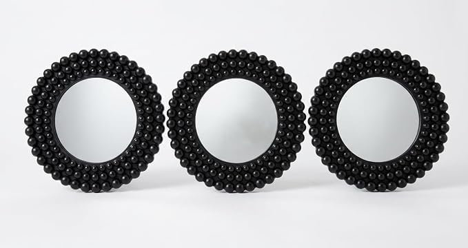 Plastic Round Wall Mirror, Black