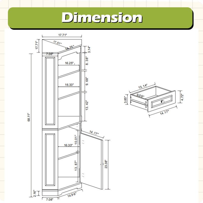 68" Tall Corner Cabinet