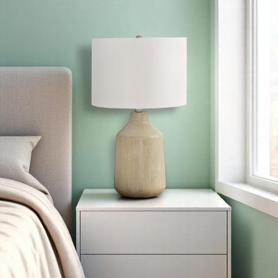 Hale Beige Concrete & Ivory / Cream Shade Table Lamp, 23.71'' H X 13.75'' W X 13.81'' D