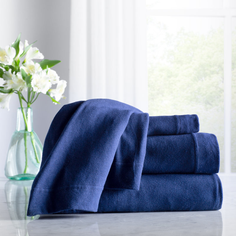 100% Cotton Jersey Knit Sheet Set, Twin, Navy