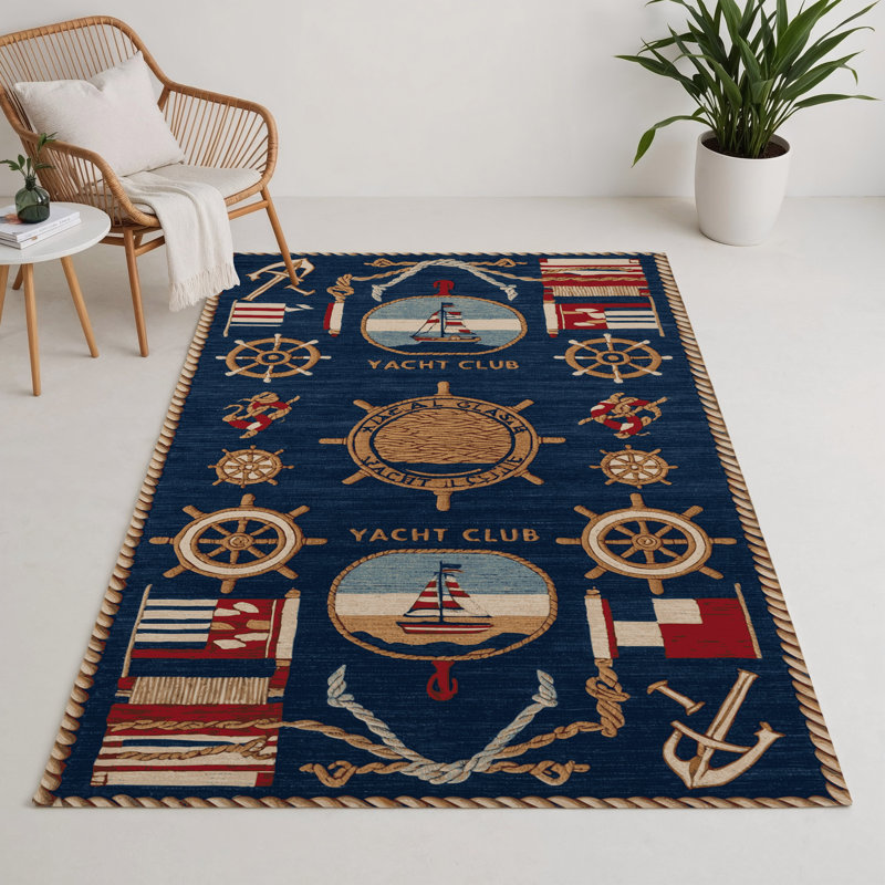 Tapis intérieur et extérieur bleu Transport, Rectangulaire 3 pi x 5 pi