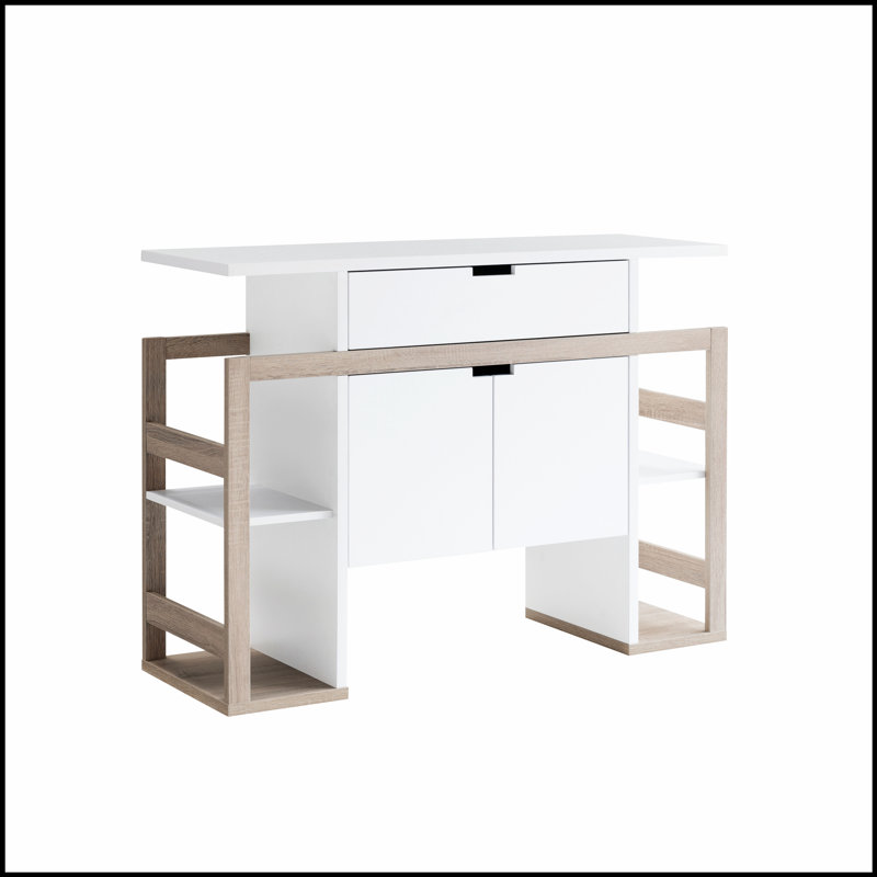 Buffet de cuisine Modernize avec 4 tablettes, blanc et taupe foncé, pour un rangement efficace et un décor élégant