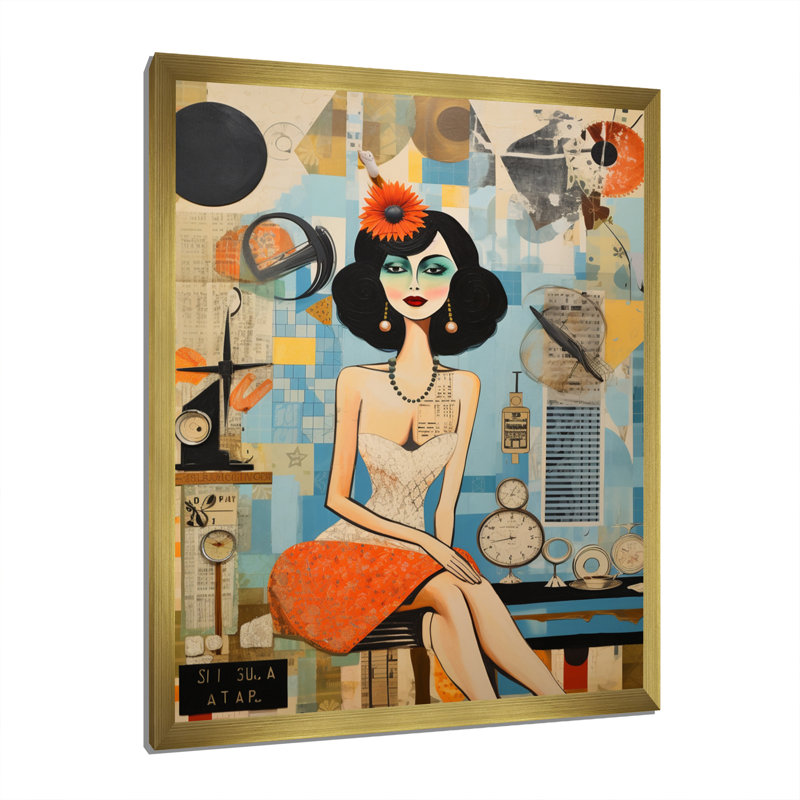 Debany Mid Century Retro Rhythms II - impression, Cadre doré à une seule photo, H 32 po x l 24 po x P 1 po