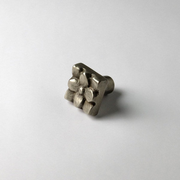 Lotus Bronze Square Knob, White Bronze