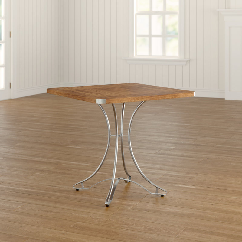 Solid Wood Top Metal Base Dining Table, L70 x W70cm