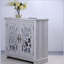 Élégant buffet avec 2 portes en miroir en acrylique, buffet et rangement, armoire décorative grise et stratifié gris et support en panneau de fibres à densité moyenne, tablette spacieuse réglable-1175148606