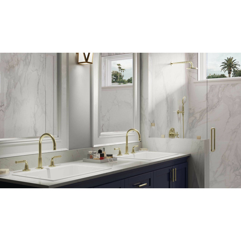 Trousdale 8" Widespread Lavatory Faucet, Antique Brass Flat