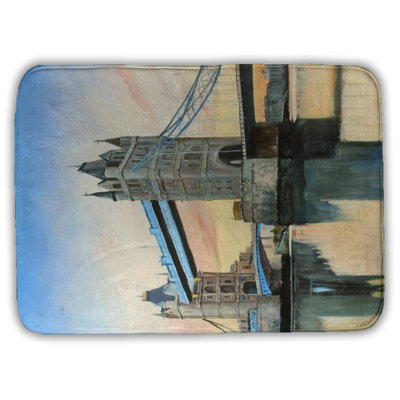 Sunset on the london bridge Bath Mat with Non-Slip Backing - Quick Dry Memory Foam Bathroom Rug - Absorbent - Modern Plush Spa-Style - Machine Washable