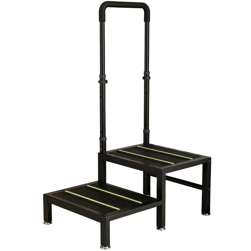 Tabouret 2 marches avec poignée, escabeau robuste, main courante réglable