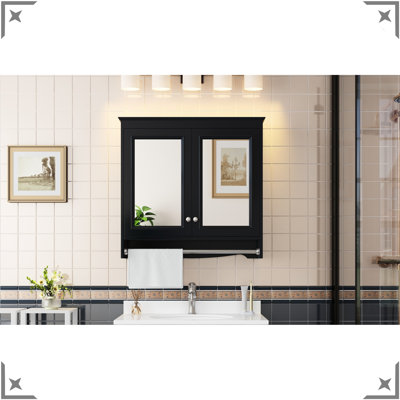 3 - In 1 Wall Mounted Mirror Cabinet With High Definition Mirror, Customizable Shelves And Quiet Hinges For Bathroom Decor Vanity Interior