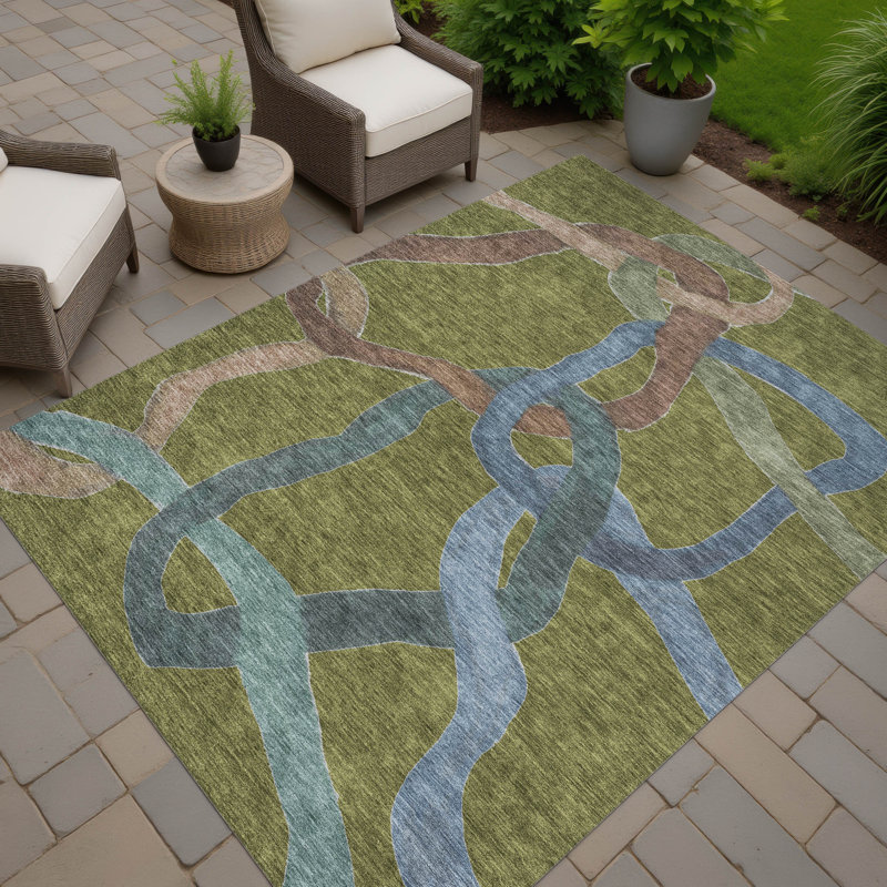 Machine Washable Indoor/Outdoor Chantille ACN2394 Abstract Rug, Rectangle 10' x 14'